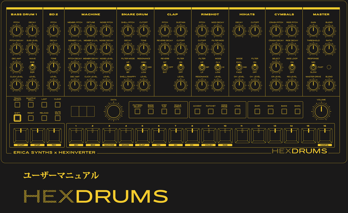 Erica Synths × Hexinverter – HexDrums 日本語ユーザーマニュアルを Erica Synths × Hexinverter – HexDrums 日本語ユーザーマニュアルを